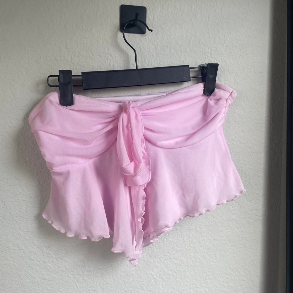 Shein babydoll light pink tie front